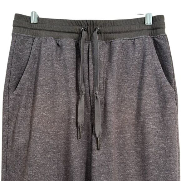 Mens Heather Gray Jogger Pants With Elastic Waist & Drawstring Ribbed Cuffs & Si - Picture 2 of 8
